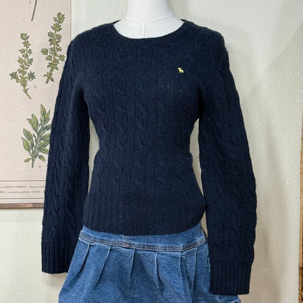Abercrombie Fitch 90s Y2k Wool Cable Knit Sweater Heritage Preppy Academia S M